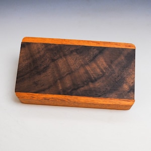 Small Gancalo Alves Wood Box with Figured Walnut Slide - Food Safe Finish