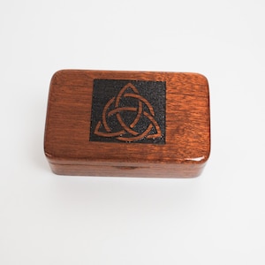 Handmade Mahogany Keepsake Box: Celtic Triquetra Jewelry Box