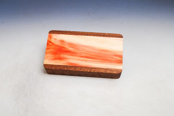Slide Top Small Wood Box of Mahogany With Spalted Box Elder - USA Made by BurlWoodBox With a Food Safe Finish