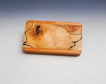Slide Top Small Wood Box of Cherry With Spalted Maple - USA Made by BurlWoodBox With a Food Safe Finish
