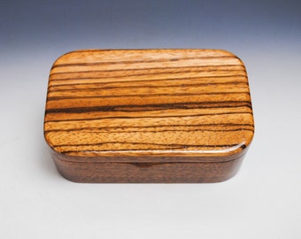 Wooden Trinket Box of Zebrawood & Mahogany - Handmade in the USA by BurlWoodBox - Great Gift For Any Special Occasion