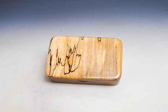 Very Small Wooden Box of Walnut With Spalted Maple Handmade by BurlWoodBox in the USA