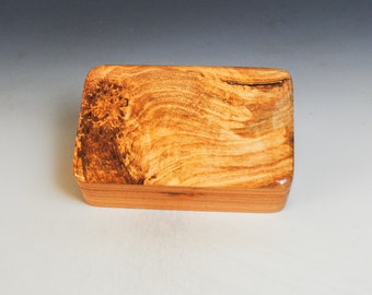 Small Wooden Box of Maple Burl on Cherry - Gift Box, Jewelry Box or Keepsake Box