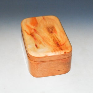 Wooden Trinket Box With Hinged Lid of Spalted Box Elder on Cherry USA Made Small Wood Jewelry Box image 7