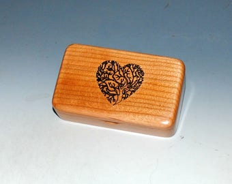Tree of Life Heart Engraved Wooden Box of Cherry - USA Made Small Wood Box by BurlWoodBox