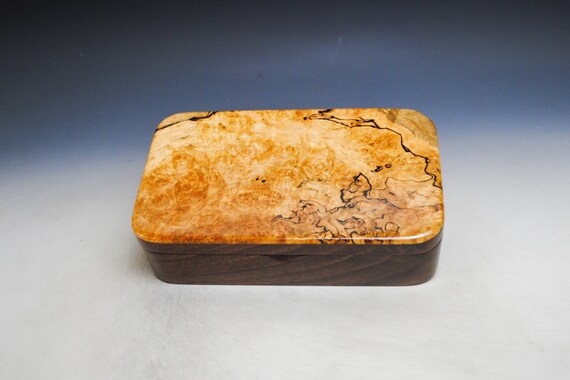 Handmade Wood Box of Spalted Maple on Walnut - USA Made by BurlWoodBox - Graduation or Birthday Gift!