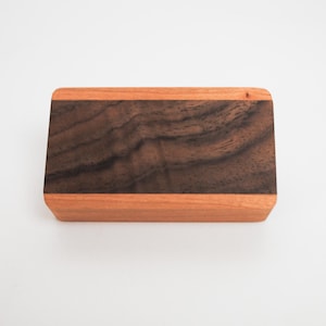 Cherry Wood Box with Figured Walnut Slide Top - Food Safe Finish