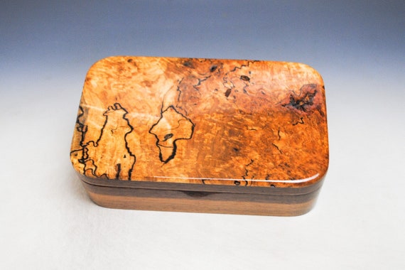 Wooden Treasure Box of Walnut & Spalted Maple - Handmade Wood Box for Keepsakes, Jewelry or as a Gift