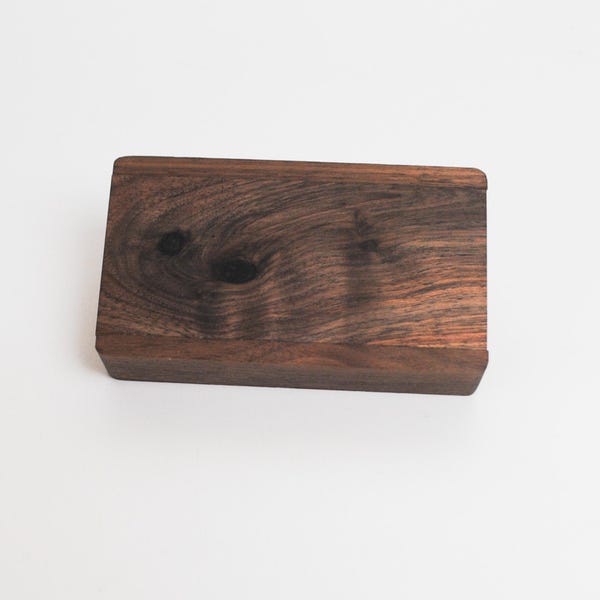 Slide Top Small Wood Box of Walnut With Figured Walnut Slide - USA Made by BurlWoodBox With a Food Safe Finish