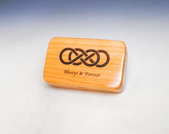 Small Wooden Box With Engraved Double Infinity and Always Forever on Cherry -  Handmade Wood Box by BurlWoodBox