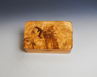 Very Small Wooden Box of Cherry With Maple Burl by BurlWoodBox - USA Made Small Gift Box - Handmade Gift !