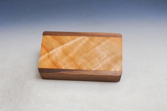 Slide Top Small Wood Box of Walnut With Eucalyptus Burl - USA Made by BurlWoodBox With a Food Safe Finish