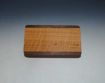 Slide Top Small Wood Box of Walnut With Quartersawn White Oak  - USA Made by BurlWoodBox With a Food Safe Finish