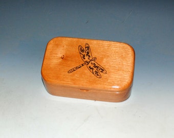 Wooden Trinket Box With Dragonfly on Cherry  - Handmade in The USA by BurlWoodBox - Handmade in the USA Gift