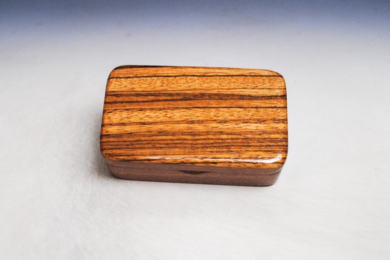 Very Small Wooden Box of Mahogany With Zebrawood by BurlWoodBox - Handmade in the USA - Great Gift!
