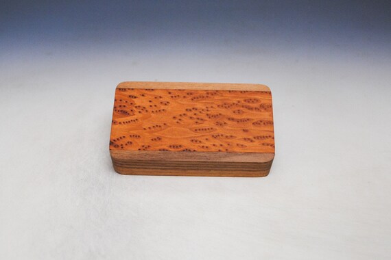Slide Top Small Wood Box of Walnut With Redwood Burl - Handmade in the USA  by BurlWoodBox With a Food Safe Finish