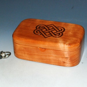 Celtic Love Knot Box of Cherry Handmade Wooden Trinket Box With Entwined Hearts by BurlWoodBox Irish Wedding Hearts image 2