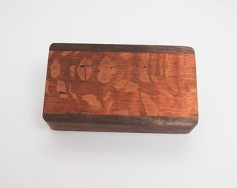 Walnut & Lacewood Small Wood Box with Slide Top - Food Safe Finish