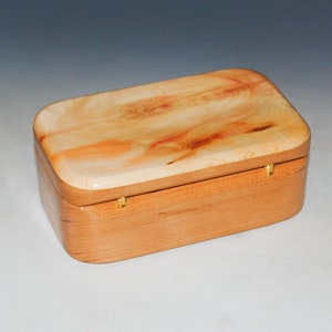Wooden Trinket Box With Hinged Lid of Spalted Box Elder on Cherry USA Made Small Wood Jewelry Box image 8