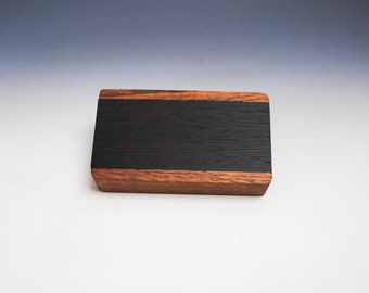 Slide Top Small Wood Box of Mahogany With Wenge Wood Slide - USA Made by BurlWoodBox With a Food Safe Finish