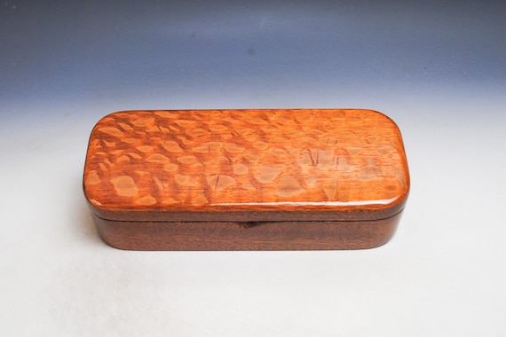 Handmade Wooden Pen, Pencil or Gift Presentation Box of Lacewood on Mahogany by BurlWoodBox - USA Natural Hardwood Box - Unique Unisex Gift!