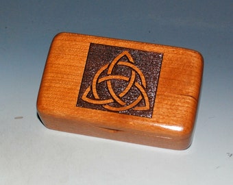 Small Wooden Box With Triquetra Engraved on Cherry - Handmade by BurlWoodBox  Perfect as a Gift or to Hold That Special Small Gift