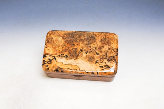 Very Small Wooden Box of Walnut With Spalted Maple Handmade by BurlWoodBox in the USA