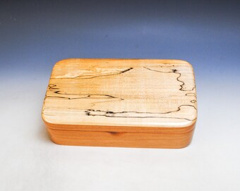 Wooden Box of Spalted Maple on Cherry - Handmade by BurlWoodBox - Small Stash, Treasure or Jewelry Box