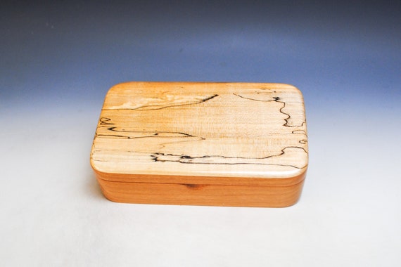Wooden Box of Spalted Maple on Cherry - Handmade by BurlWoodBox - Small Stash, Treasure or Jewelry Box