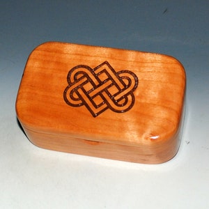 Celtic Love Knot Box of Cherry Handmade Wooden Trinket Box With Entwined Hearts by BurlWoodBox Irish Wedding Hearts image 1