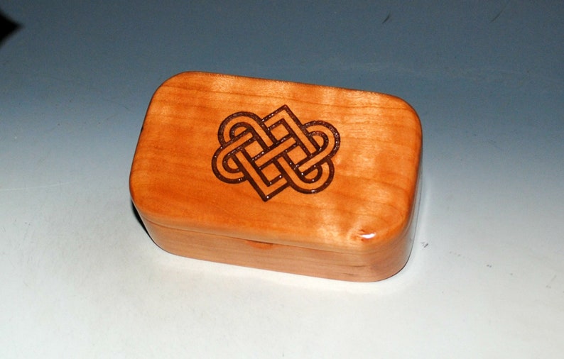 Celtic Love Knot Box of Cherry Handmade Wooden Trinket Box With Entwined Hearts by BurlWoodBox Irish Wedding Hearts image 1