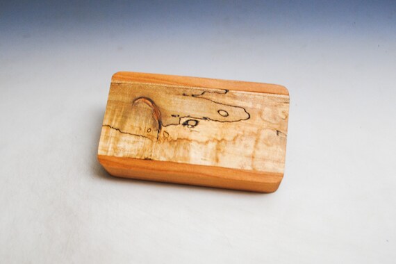 Slide Top Small Wooden Box of Cherry With Spalted Maple - USA Made by BurlWoodBox With a Food Safe Finish