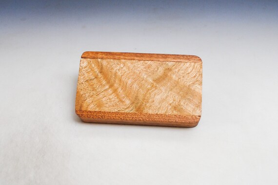 Slide Top Small Wood Box of Mahogany With Eucalyptus Burl - USA Made by BurlWoodBox With a Food Safe Finish