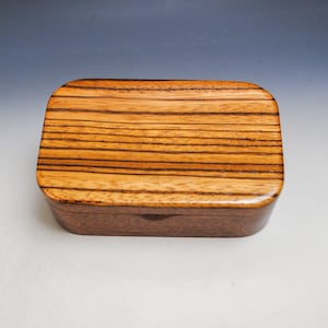 Handmade Zebrawood & Mahogany Trinket Box - USA Made