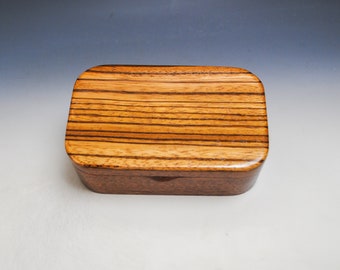 Wooden Trinket Box of Zebrawood & Mahogany - Handmade in the USA by BurlWoodBox - Great Gift For Any Special Occasion