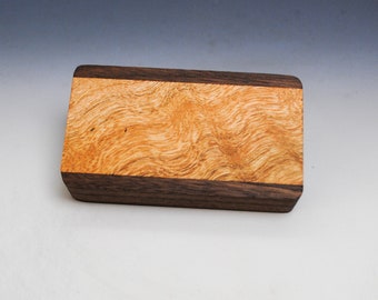 Slide Top Small Wood Box of Walnut With Eucalyptus Burl - USA Made by BurlWoodBox With a Food Safe Finish