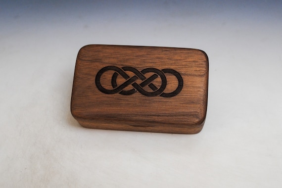Small Wood Box - Double Infinity Knot Walnut Tiny Wooden Box With A Food Grade Finish