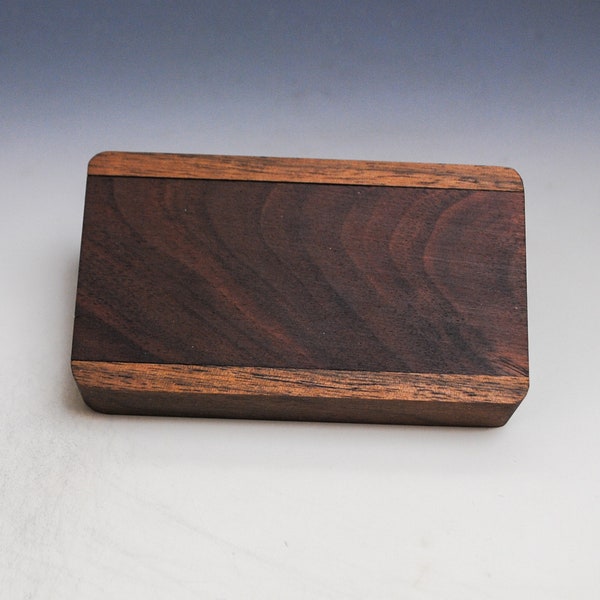 Slide Top Small Wood Box of Walnut With Figured Walnut Slide - USA Made by BurlWoodBox With a Food Safe Finish