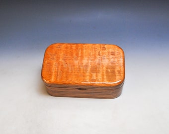 Wooden Trinket Box of Lacewood on Walnut - Small Wood Jewelry or Treasure Box Handmade by BurlWoodBox - Hinged Lid Box