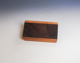 Slide Top Small Wood Box of Mahogany With Figured Walnut - USA Made by BurlWoodBox With a Food Safe Finish