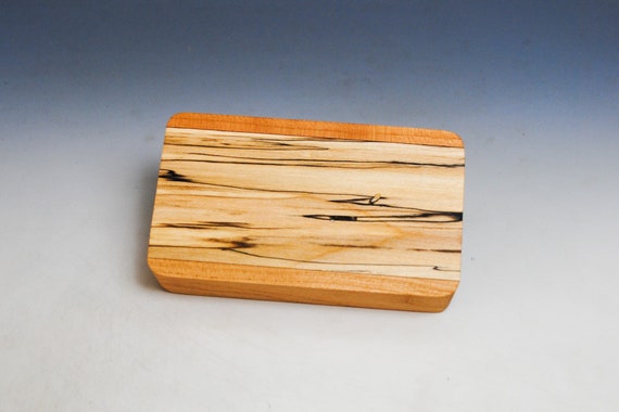 Slide Top Small Wood Box of Cherry With Spalted Elm - USA Made by BurlWoodBox With a Food Safe Finish