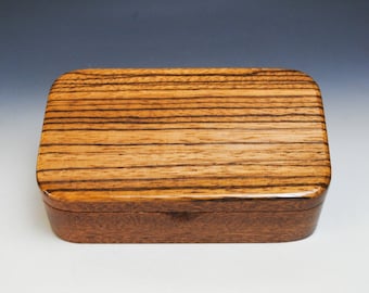 Wooden Treasure Box of Zebrawood on Mahogany - Handmade Wood Box by BurlWoodBox - Great Guy Gift !