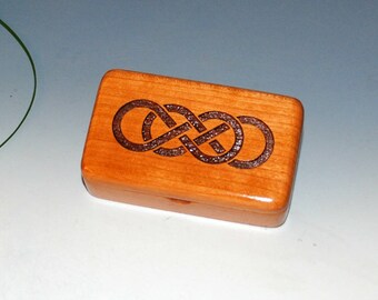 Small Wooden Box With Engraved Double Infinity on Cherry -  Handmade Wood Box by BurlWoodBox