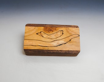 Mahogany & Spalted Maple Slide Top Wood Box - Food Safe Finish