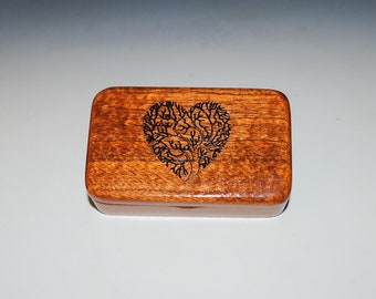 Tree of Life Heart Box Small Wooden Box of Mahogany - Handmade Tiny Wood Box By BurlWoodBox - Great for a Small Gifts