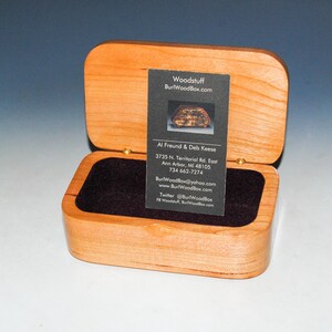 Wooden Trinket Box With Hinged Lid of Spalted Box Elder on Cherry USA Made Small Wood Jewelry Box image 5