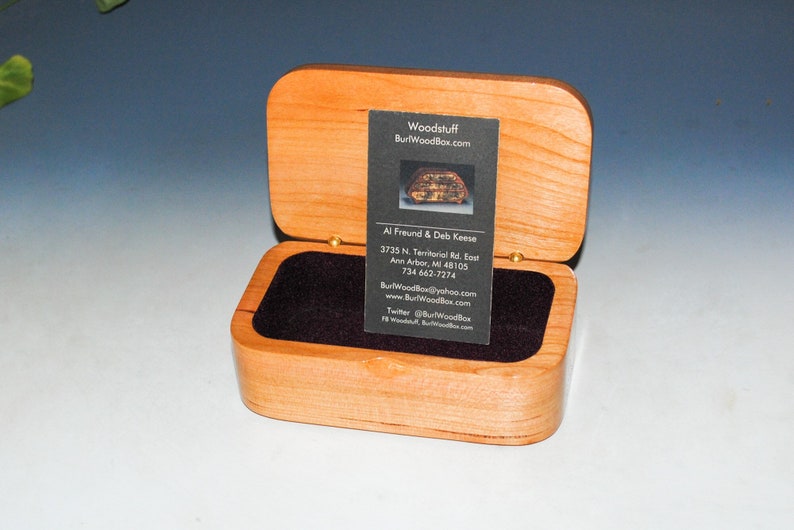 Wooden Trinket Box With Hinged Lid of Spalted Box Elder on Cherry USA Made Small Wood Jewelry Box image 5