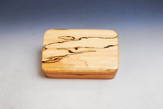 Very Small Wooden Box of Cherry With Spalted Maple - Handmade by BurlWoodBox in the USA