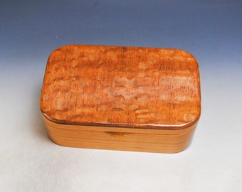 Wooden Trinket Box Of Lacewood on Cherry - Handmade in the USA by BurlWoodBox -  Small Box For Jewelry or Other Treasures
