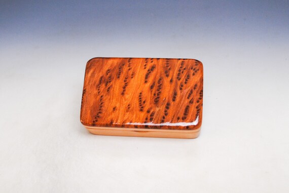 Tiny Wooden Box of Cherry & Redwood Burl Handmade by BurlWoodBox